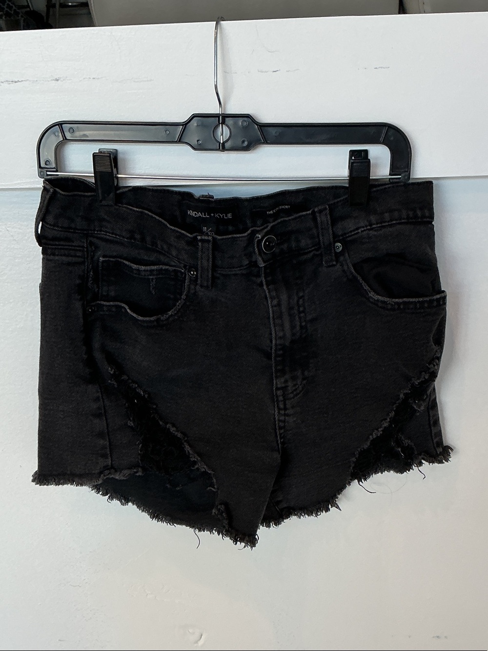 Kendall & Kylie Black Distressed High-Rise Jean Shorts